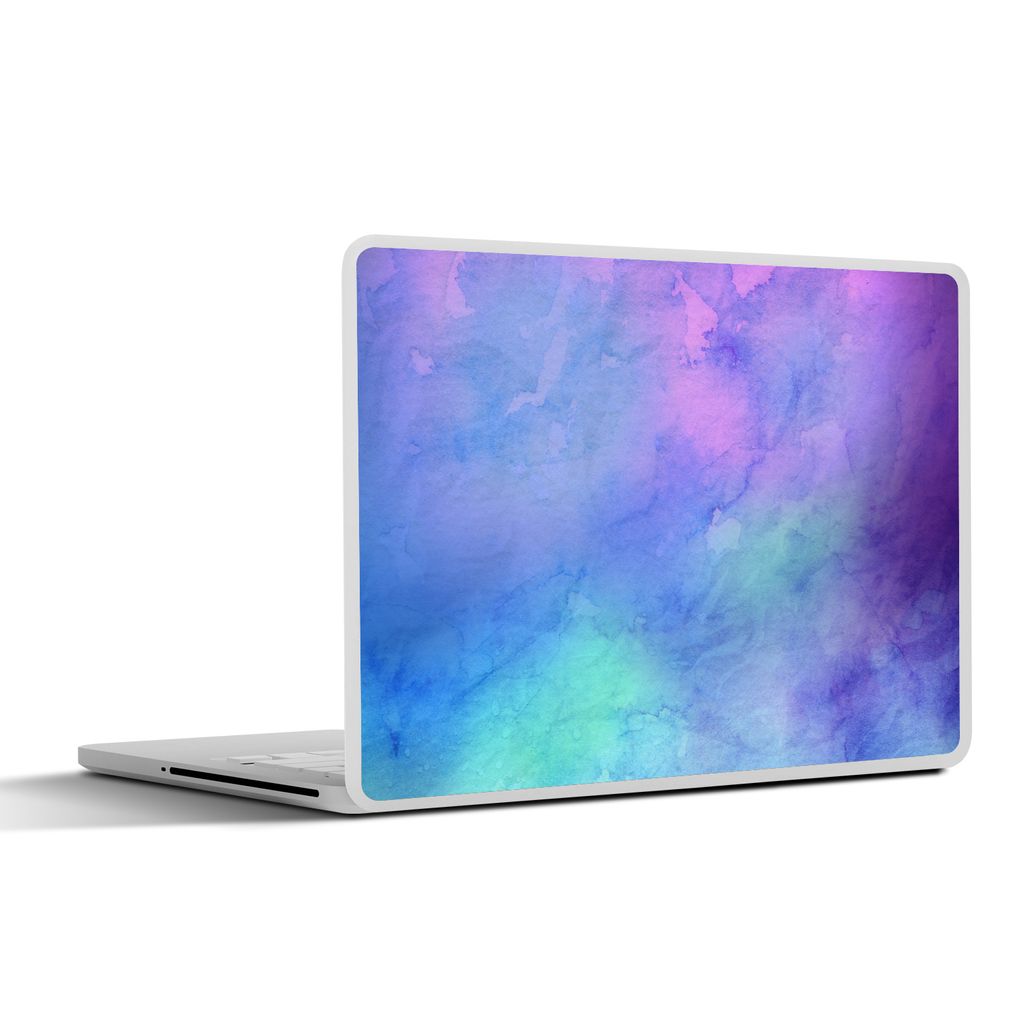 MuchoWow Laptop Aufkleber Sticker Cover Aquarell - Blau - Lila - Grün 25x18 cm - Laptop-Deko