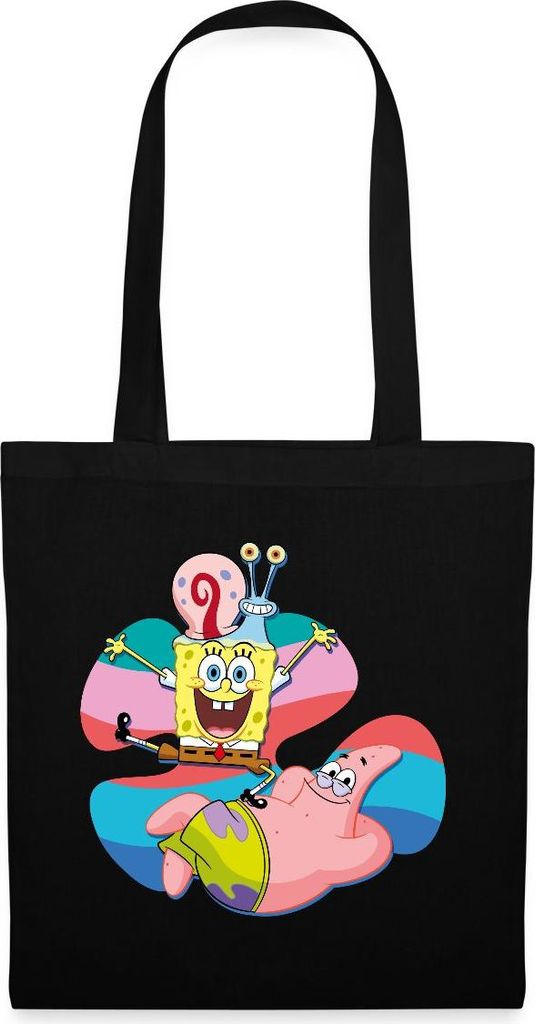 Spreadshirt SpongeBob Schwammkopf Patrick Gary Die Schnecke Stoffbeutel, One size, Schwarz