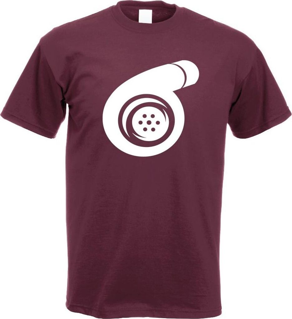 Kiwistar - T-Shirt - Burgund - Turbolader Motiv Bedruckt Funshirt Design Print - mit Motiv Bedruckt - Funshirt Design - Sport - Freizeit - Herren - S