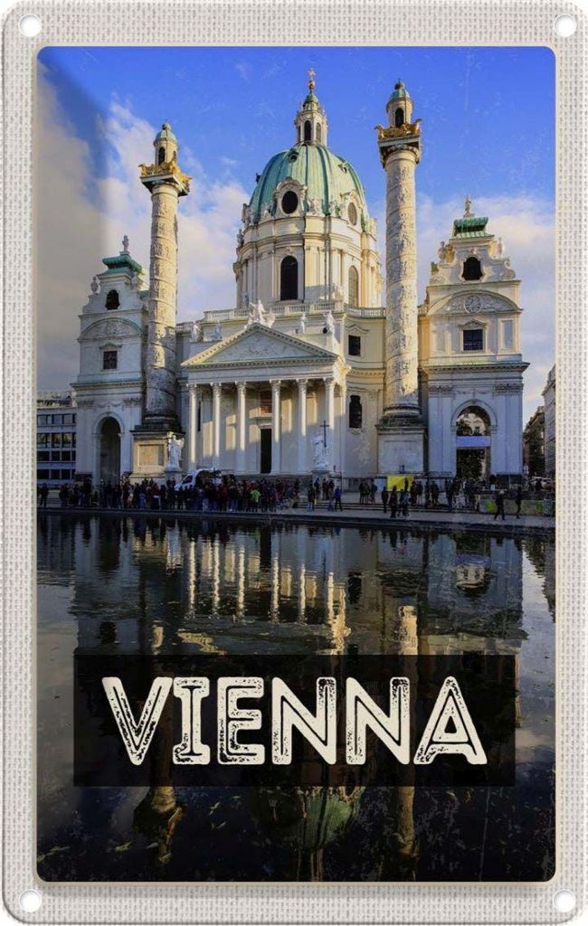 vianmo Blechschild 30x20 cm Wien Österreich Karlskirche Bildmotiv Reisemotiv Abenteuer Reisen Urlaub
