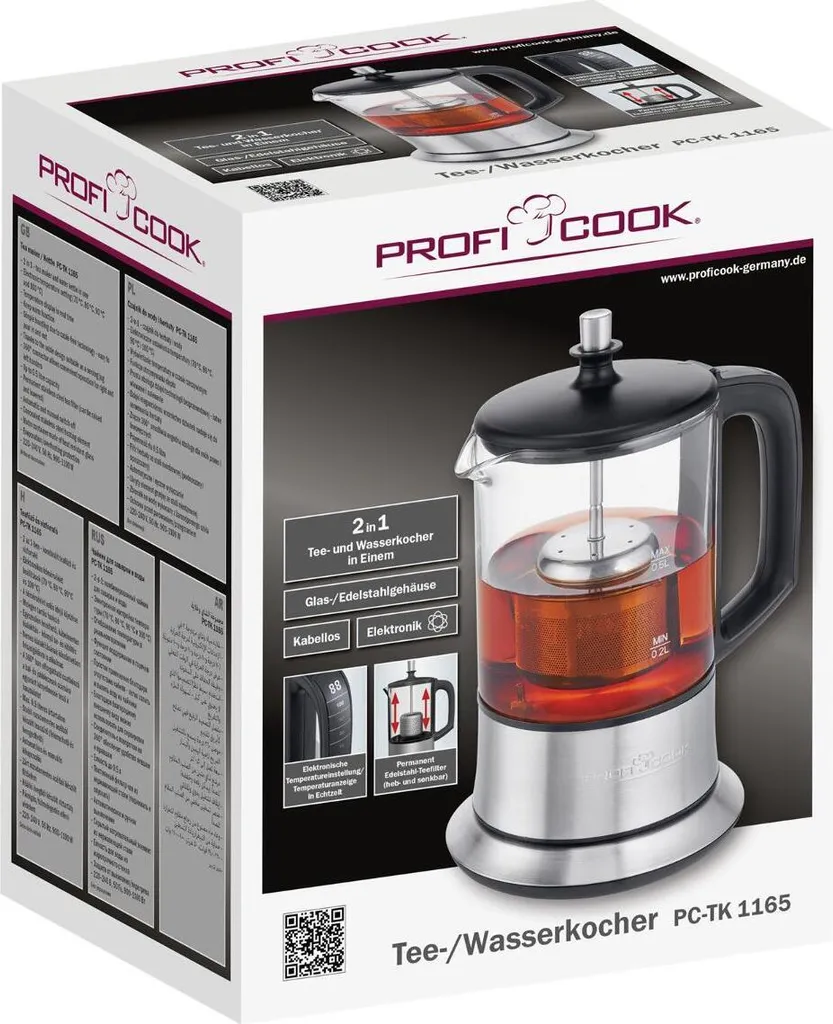 Clatronic PC-TK 1165 Bollitore e Teiera 2-in-1 Acciaio 1100W - 14