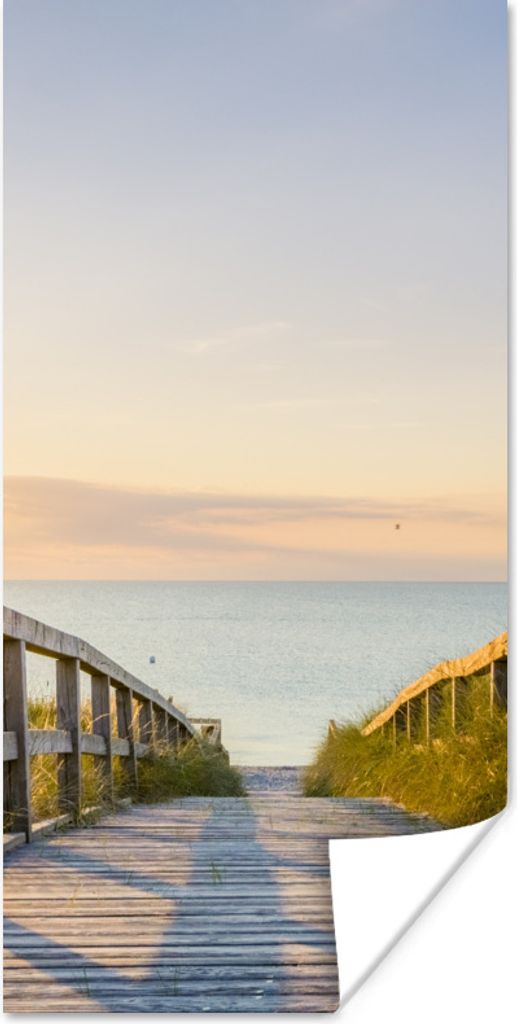 MuchoWow Poster Ruhiger Strand in Deutschland bei Sonnenuntergang 75x150 cm - Dekoration für die Wände
