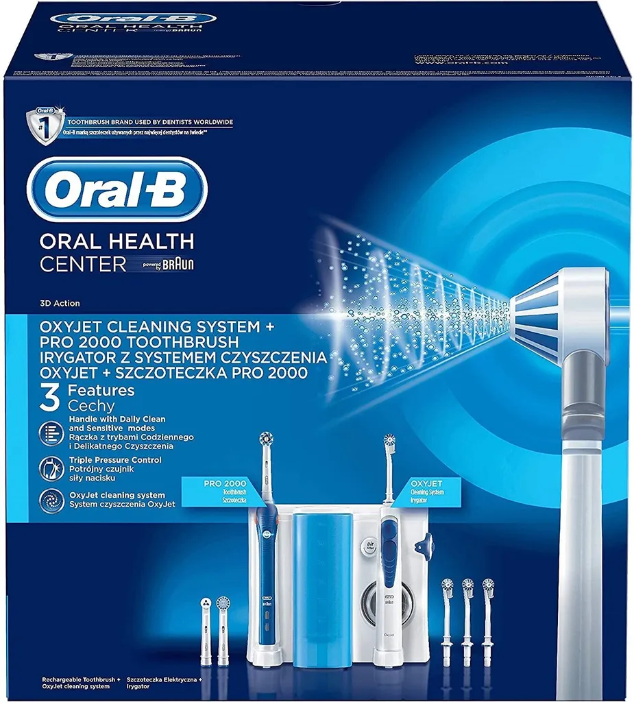 Éliminez la plaque dentaire avec le pack Oral-B PRO 2000 Oxyjet blanc