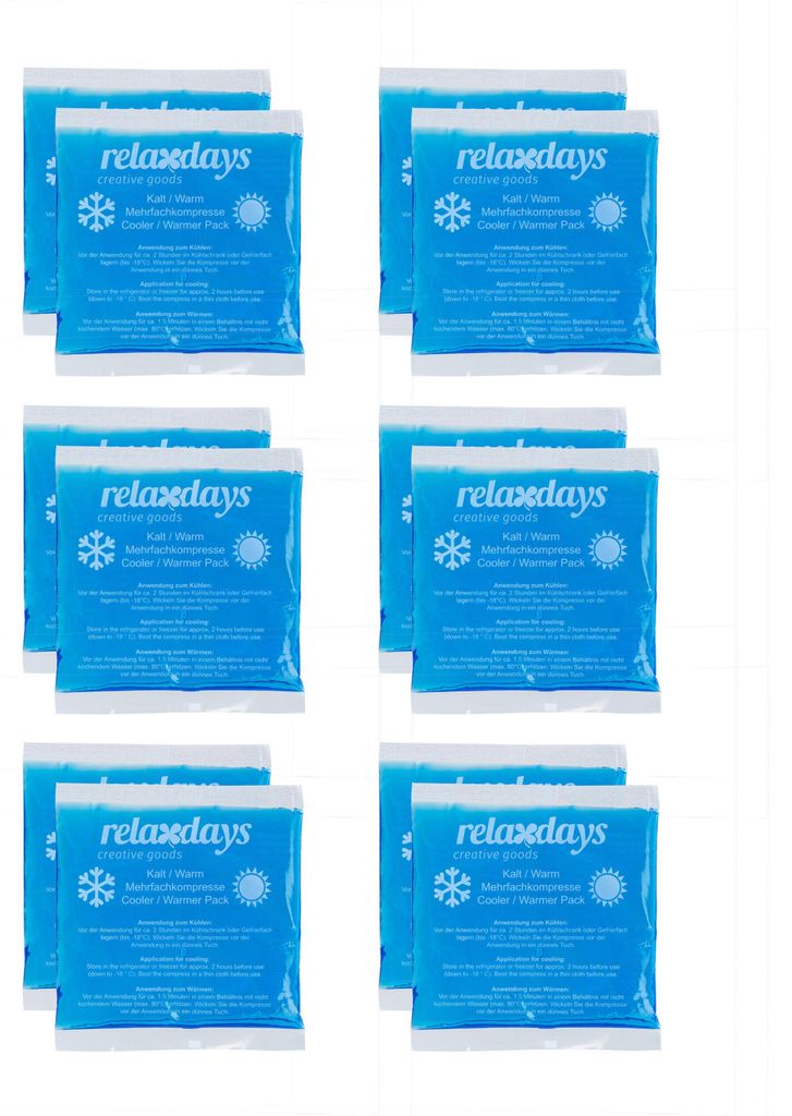 Relaxdays Kühlpads, 12er Set, Kalt-Warm-Kompressen, 14 x 13 Produktbild 