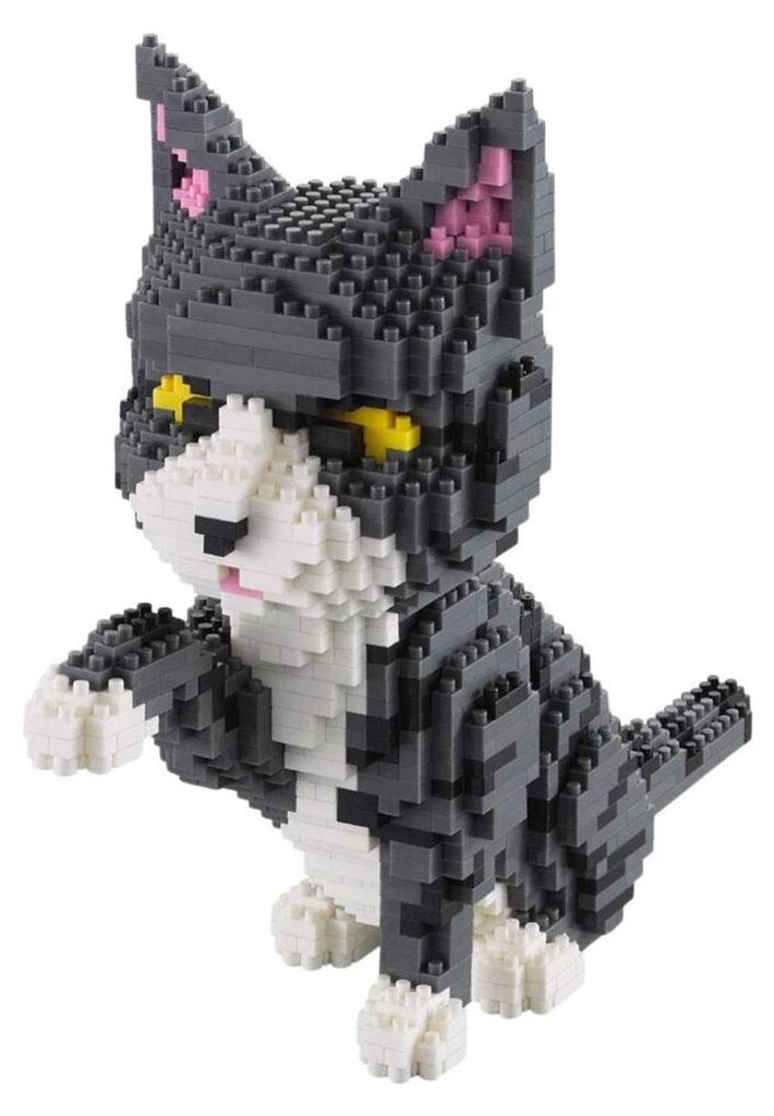 Bausteinset Katze grau 3D Figur 1258 Teile