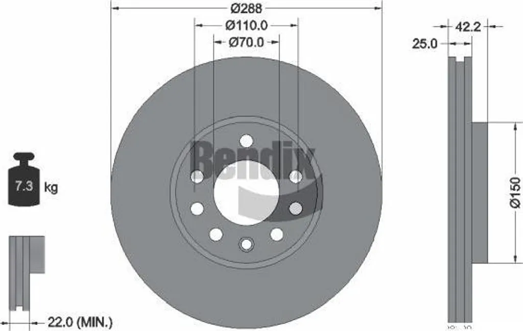 Disque de frein haute performance Bendix BDS1359 pour Speedster et Vectra