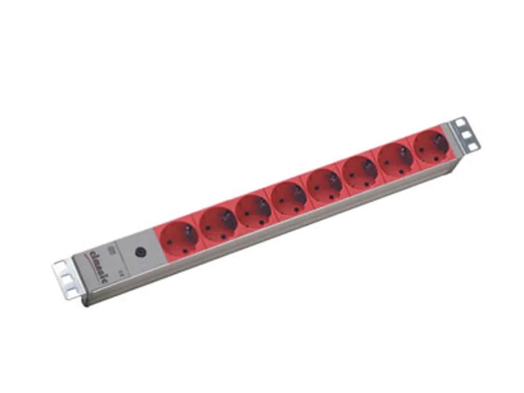 Multipresa 19" Bachmann 8 Vie Rosse per UPS - Alluminio Serie 333