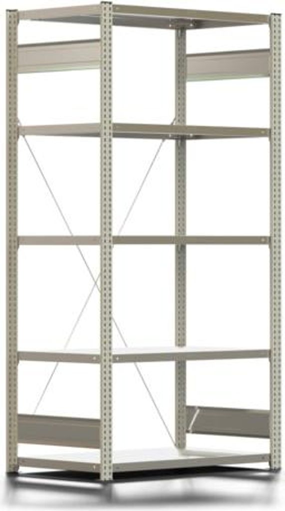 Fachbodenregal mit Tiefenriegel - 150 kg - 2.000 x 1.005 x 600 mm (HxBxT) - Grundregal - Rahmen lichtgrau - Böden verzinkt - BERT