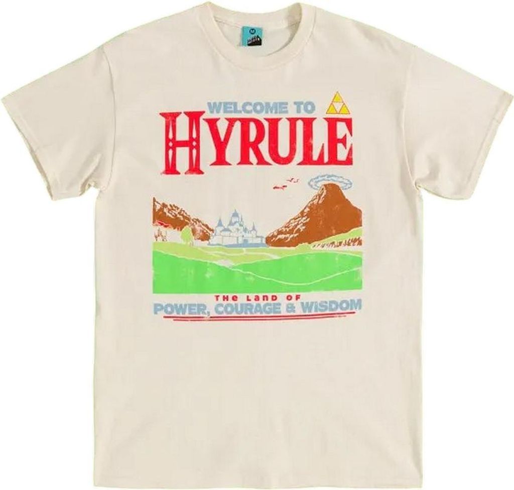 The Legend Of Zelda - "Welcome To Hyrule" T-Shirt für Herren/Damen Uni TT814 (M) (Weiß/Naturweiß)