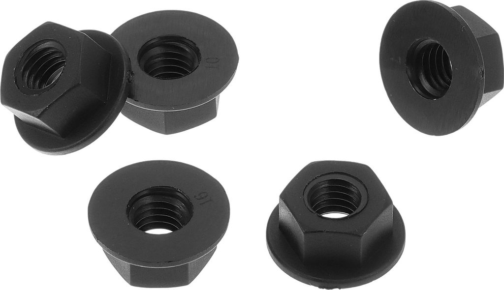 5 Stück M6 Auto Flanschmutter Nylon Flache Sechskant Flanschmutter Rutschfeste Flanschmutter Schwarz Für Auto Motorrad