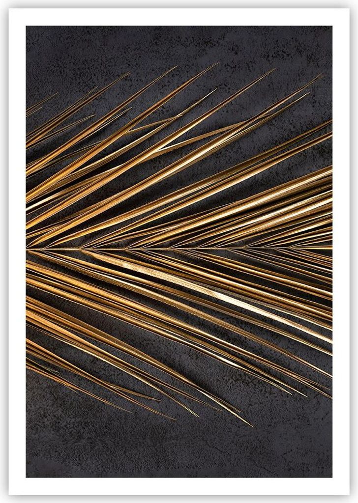 Poster - Poster ohne Rahmen - Blatt golden schwarz - 70x100 cm - Wand Bild - Wanddeko - Wandbilder - Kunstposter - Wandposter - Bilder - Kunstdruck...