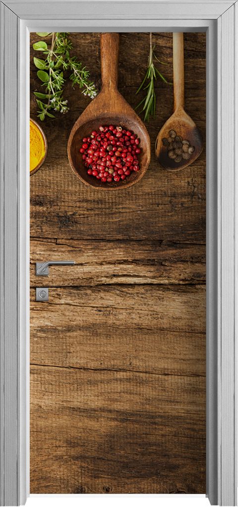 Tür Selbstklebende 80x210 cm Türfolie Türtapete Klebefolie - Kräuter und Gewürze