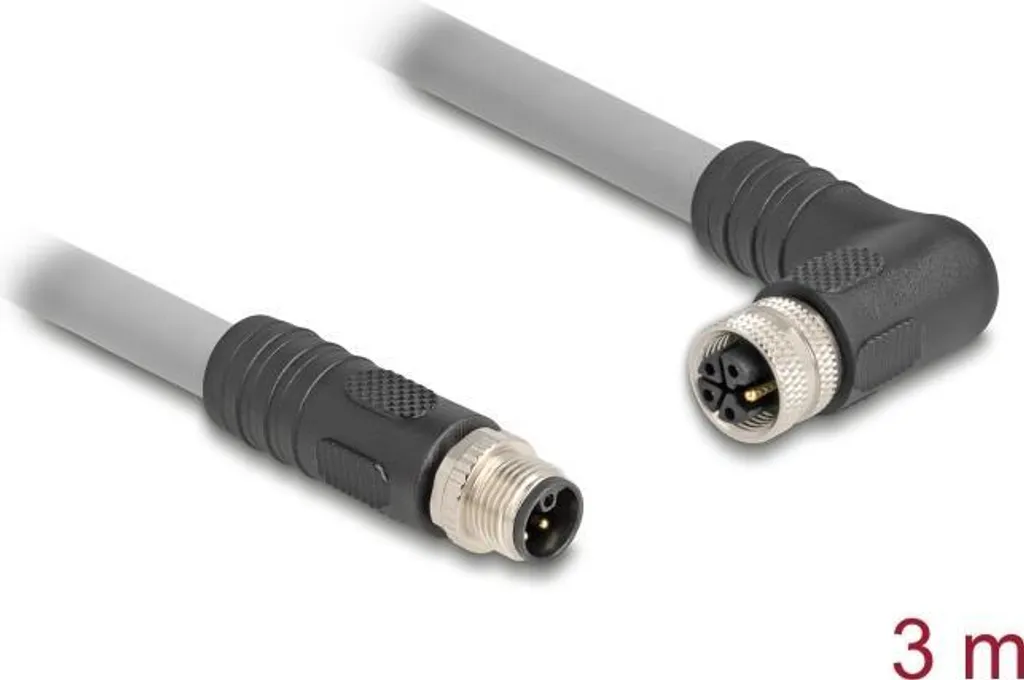 Cavo M12 5 Pin L-Coded 16A Delock 3m | Power Cable IP67 Grey