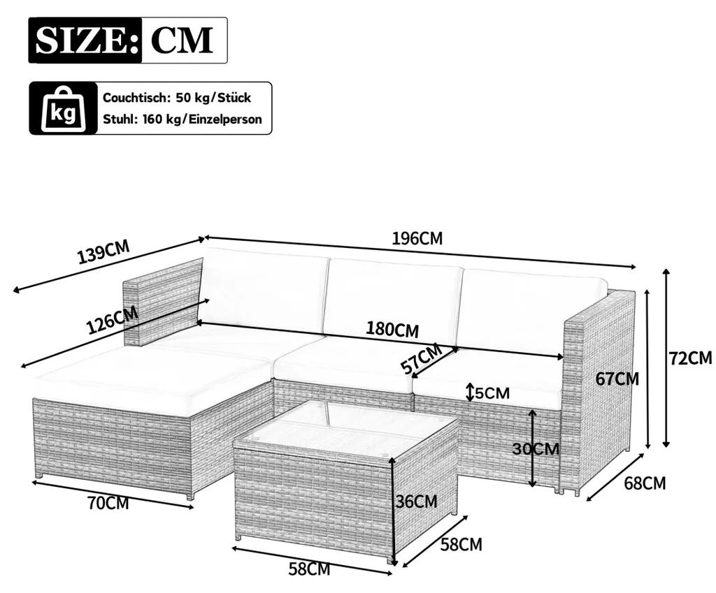 Mobilier de jardin canapé d'angle pour grandes terrasses et balcons - 2