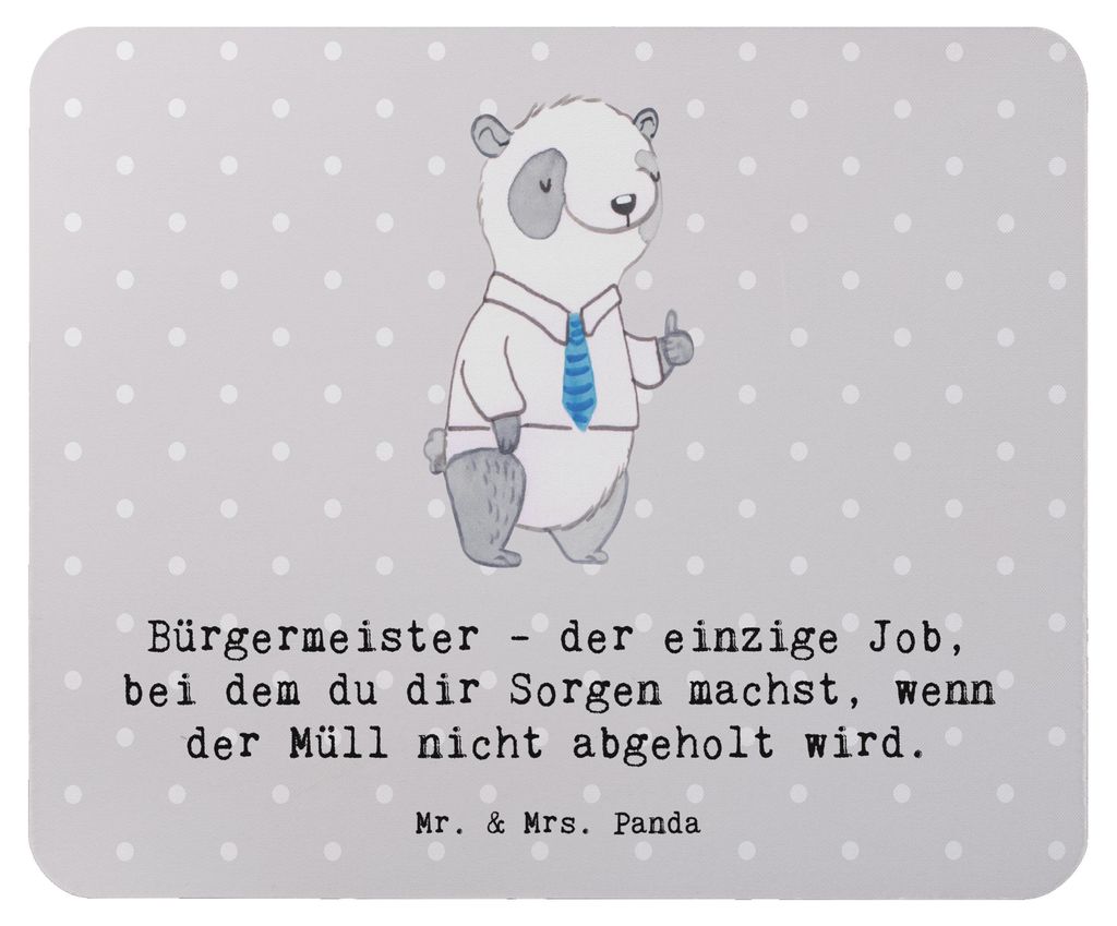 Mr. & Mrs. Panda Mouse Pad Bürgermeister Job - Grau Pastell - Geschenk, mauspad laptop, Stadtverwaltung, Stadtoberhaupt, kreative Geschenke, Beruf...