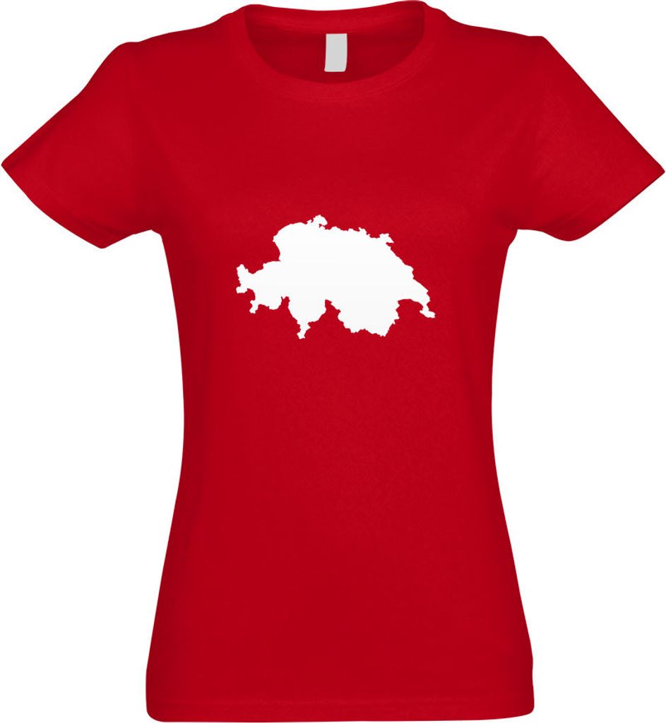 Kiwistar - T-Shirt tailliert - Damen - rot - Schweiz Umriss Kontur - mit Motiv Bedruckt - Funshirt Design - Sport - Freizeit - Damen - M