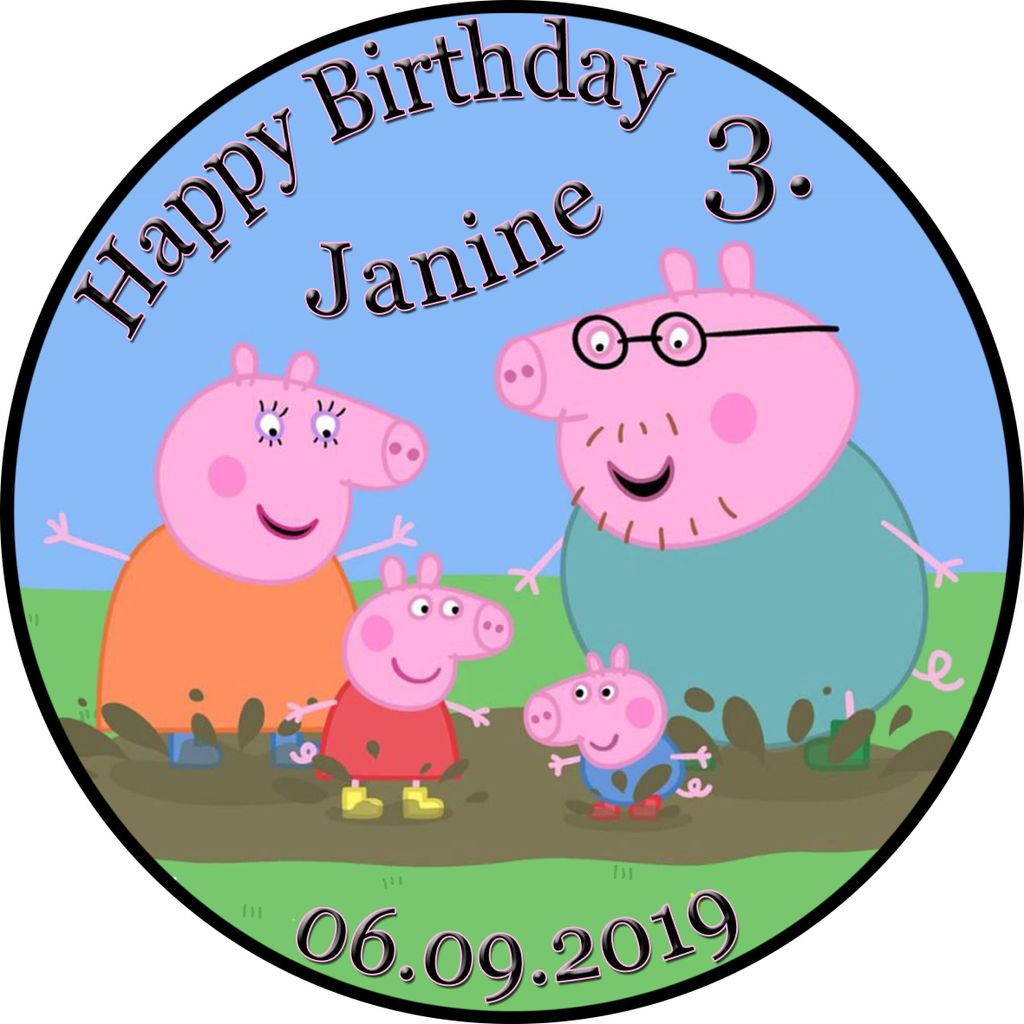 Tortenaufleger Fototorte Tortenbild Kindergeburtstag Peppa Wutz PW01 (Zuckerpapier) Rund 20 cm Ø