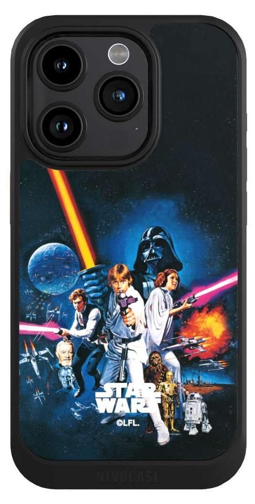 NIVOCASE Hülle für Apple iPhone 15 Pro Handyhülle NIVOcore Case Schwarz Episode IV Fanartikel Star Wars