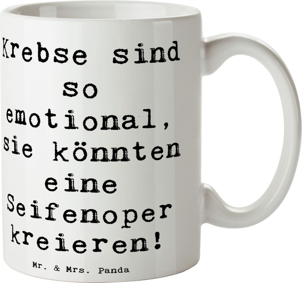 Mr. & Mrs. Panda Teetasse Spruch Emotionaler Krebs - Weiß - Geschenk, Kaffeetasse, Geschenke Astrologie, Horoskop, Drama, Tasse mit, Wasserzeichen...