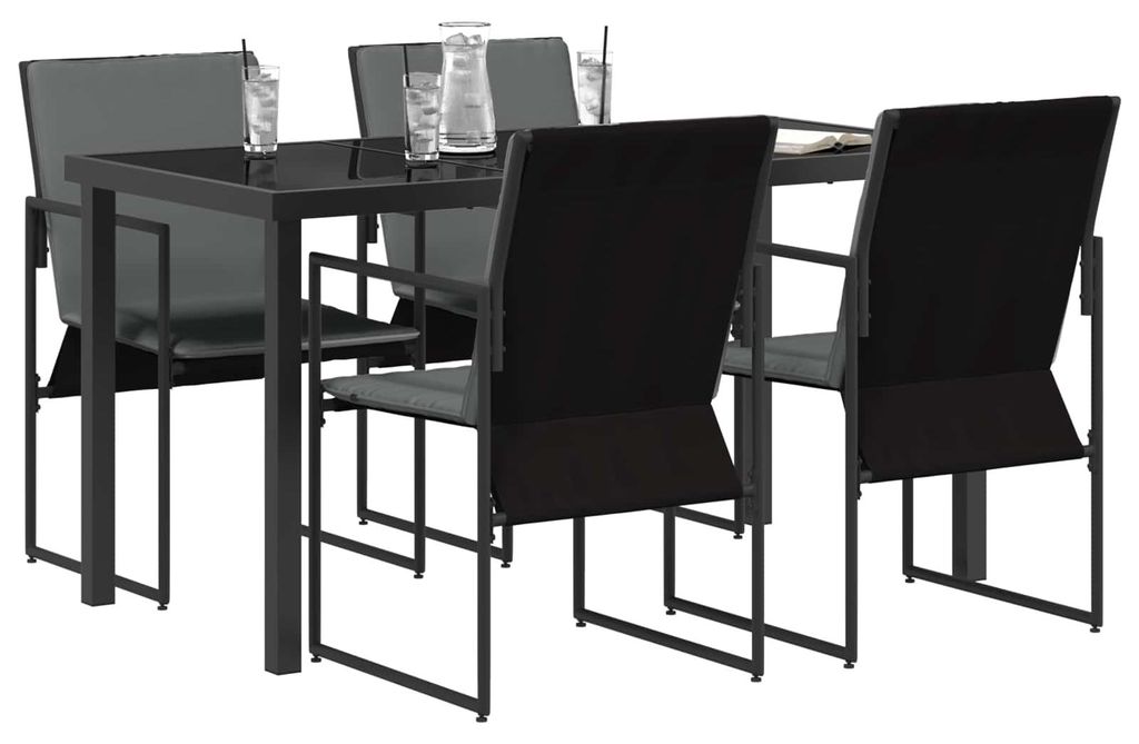 Garten Essgruppe 5 pcs Schwarz und Anthrazit 140 x 70 x 73 cm