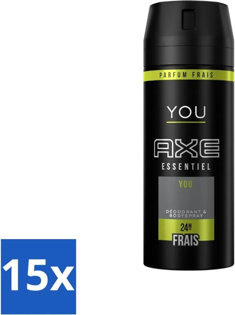 Axe - Deodorante Spray Corpo - 24 ore Fresh - You Essentiel - 150 ml - Confezione risparmio - 15 pezzi