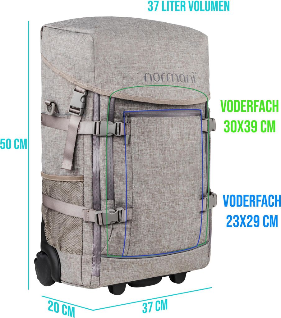 normani Rucksack mit Trolleyfuktion und kleinem Rucksack