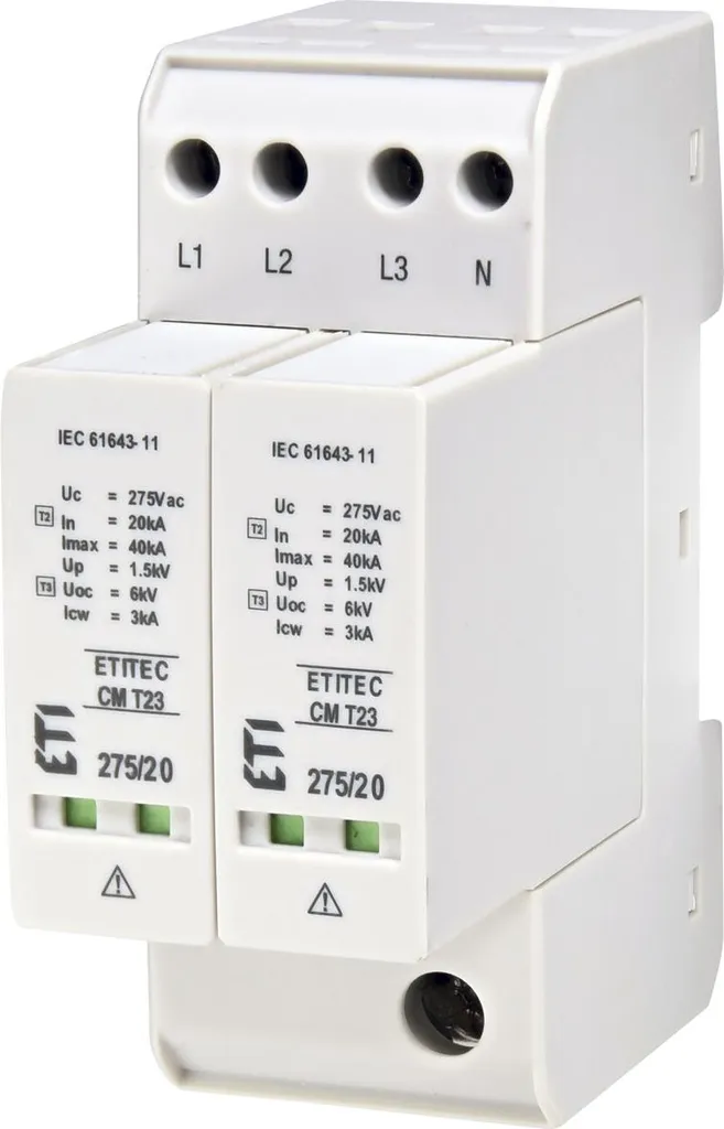 Parafoudre ETITEC CM T23 275/20 haute capacité 4 pôles pour coffret