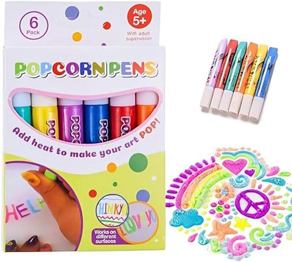 6er Pack Magische 3D Puffy-Marker, Filzstifte mit Popcorn Produktbild 