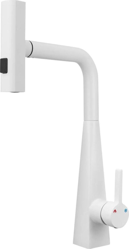 Küchenarmatur - Ausziehbare Mischbatterie - 304 Edelstahl - Schwenkbarer Auslauf - Keramikkartusche - G3/8 Anschluss - Spültischmontage - Weiß