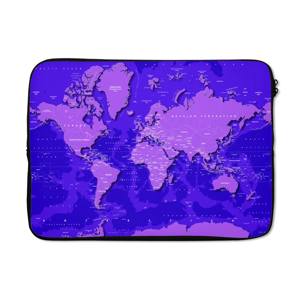 MuchoWow Laptop Hülle 13 Zoll Weltkarte - Stabil - Violett Laptoptasche - Laptophülle - Sleeve - Rundumschutz