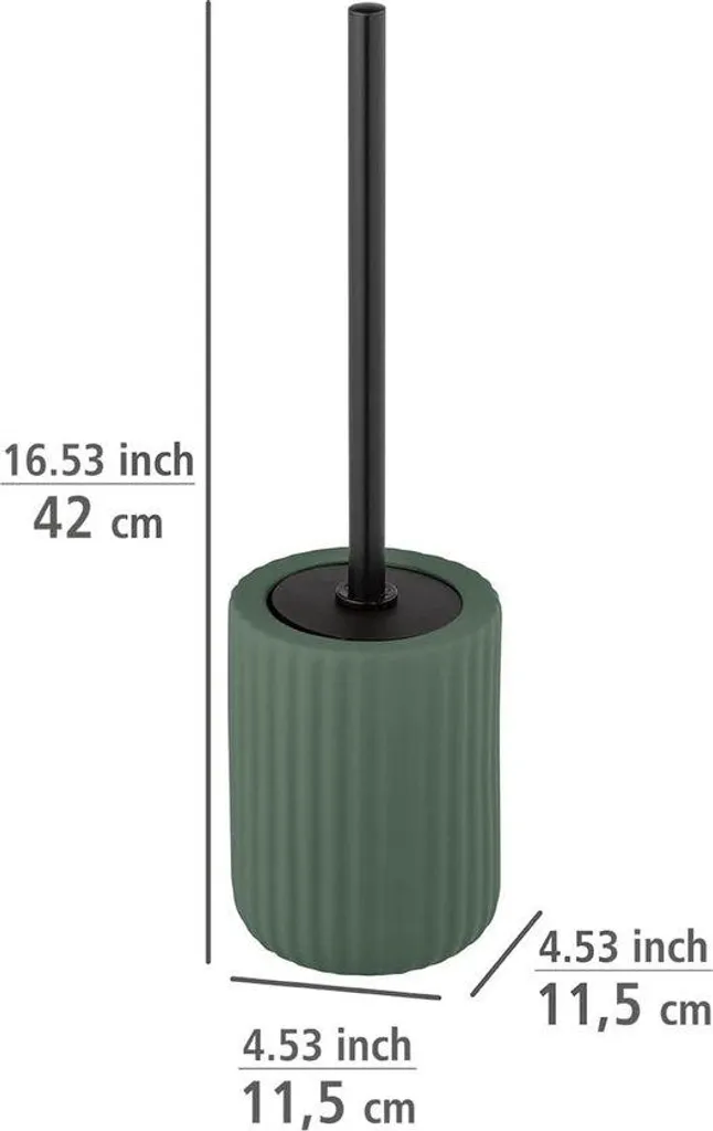 Brosse WC en céramique vert et noir 11,5 x 42 cm avec poils souples