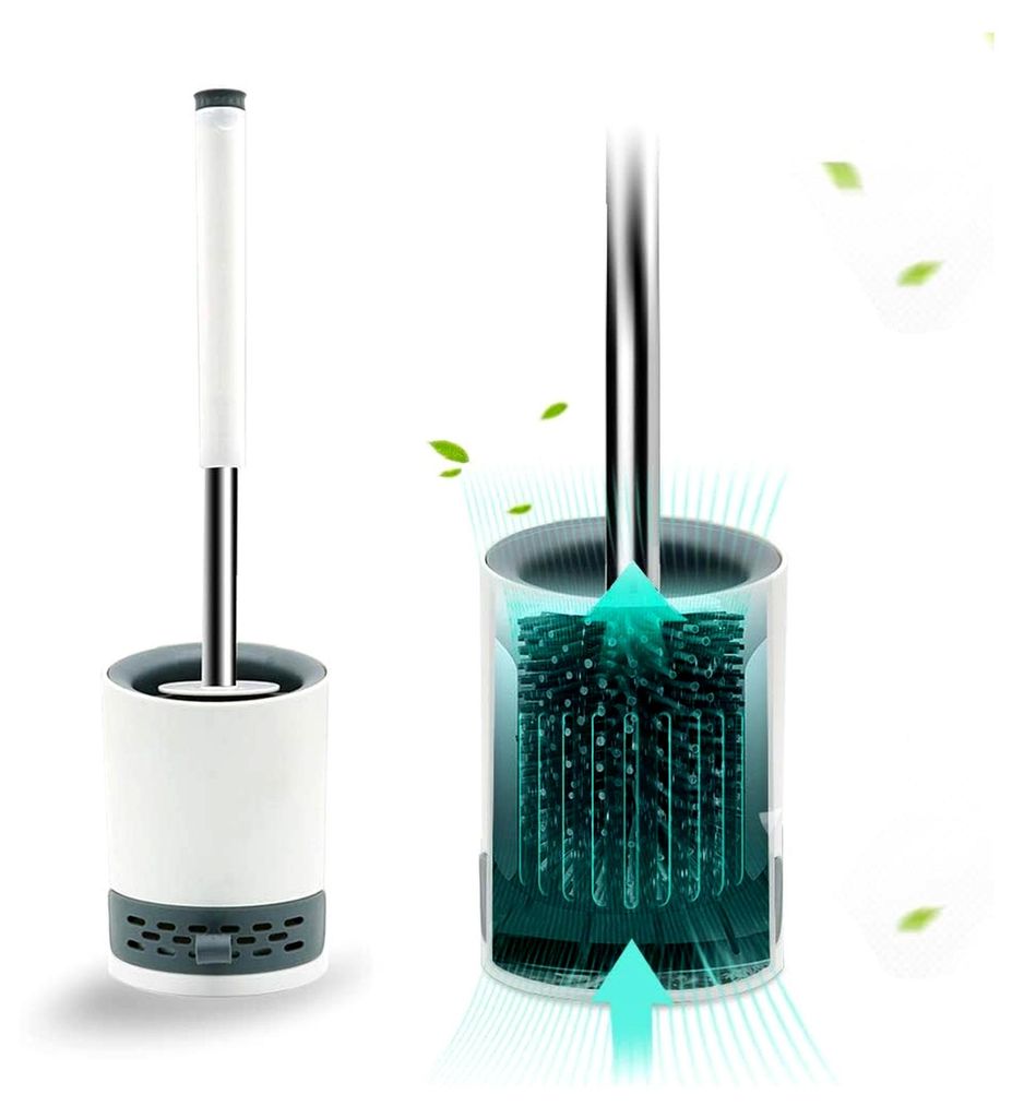 WC Bürste und Halter Set für Wand- und Bodenmontage, schnell trocknender Halter für Badezimmer oder Gäste-WC