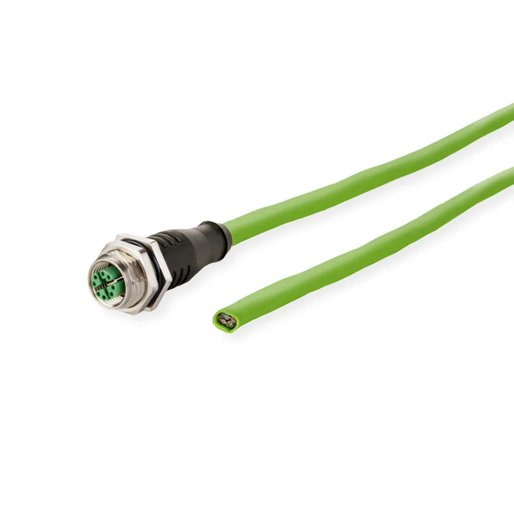 Câble M12 8 pôles codage X METZ CONNECT droit vers ouvert PUR 2m