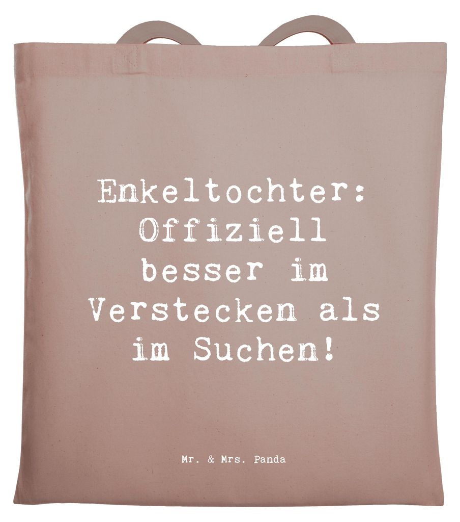Mr. & Mrs. Panda Tote Bag Spruch Enkeltochter Verstecken - Braun Pastell - Geschenk, Geburtstage, stofftasche baumwolle, Tragetasche, Bindung, Fami...