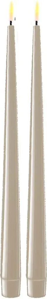 Candela LED Deluxe Homeart con lacca, 2 pezzi sabbia 38 cm