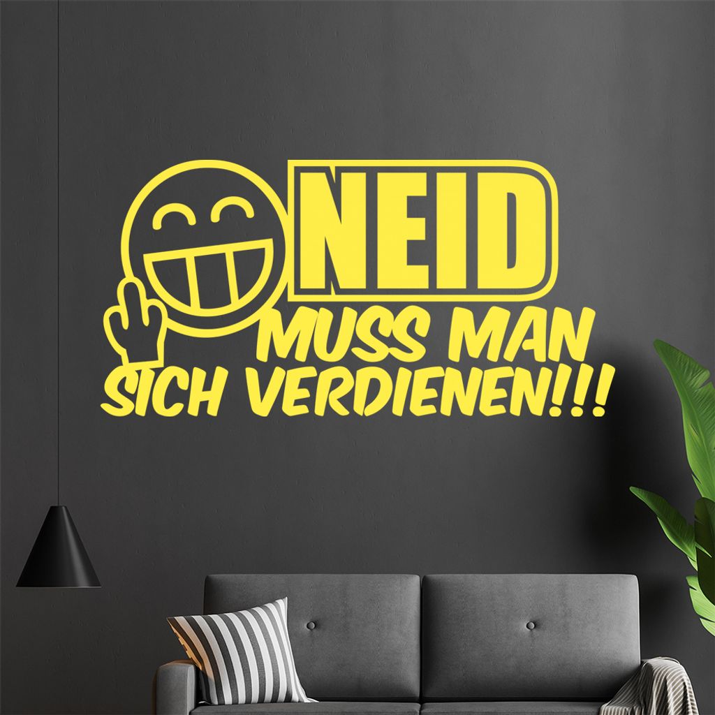 KIWISTAR Neid muss man sich verdienen - Nicht geschenkt Kapital Erfolg Arbeit Wandtattoo in 6 Größen - Wandaufkleber Wall Sticker - Dekoration, K...