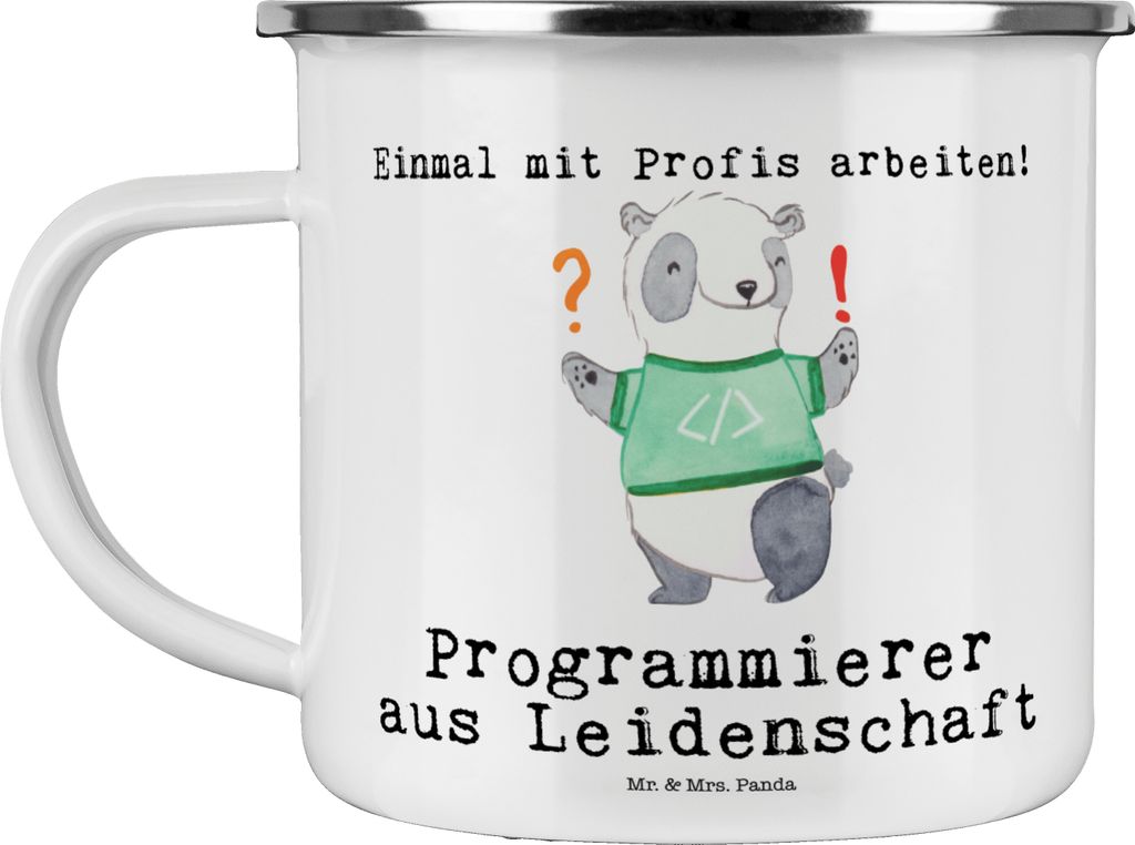 Mr. & Mrs. Panda Emaille Tasse Programmierer Leidenschaft - Weiß - Geschenk, Nerd, Haferl, Computerfreak, Teetasse, Becher, Datenverarbeiter, Pott...