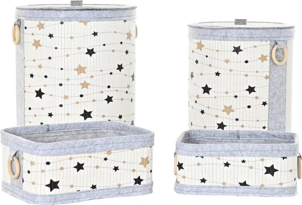 Panier multi-usages DKD Home Decor bambou étoiles 36 x 36 x 50 cm
