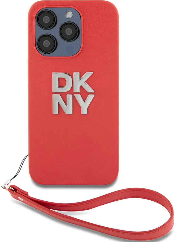 Cover DKNY iPhone 14 Pro Rossa in Pelle - Con Cinturino da Polso