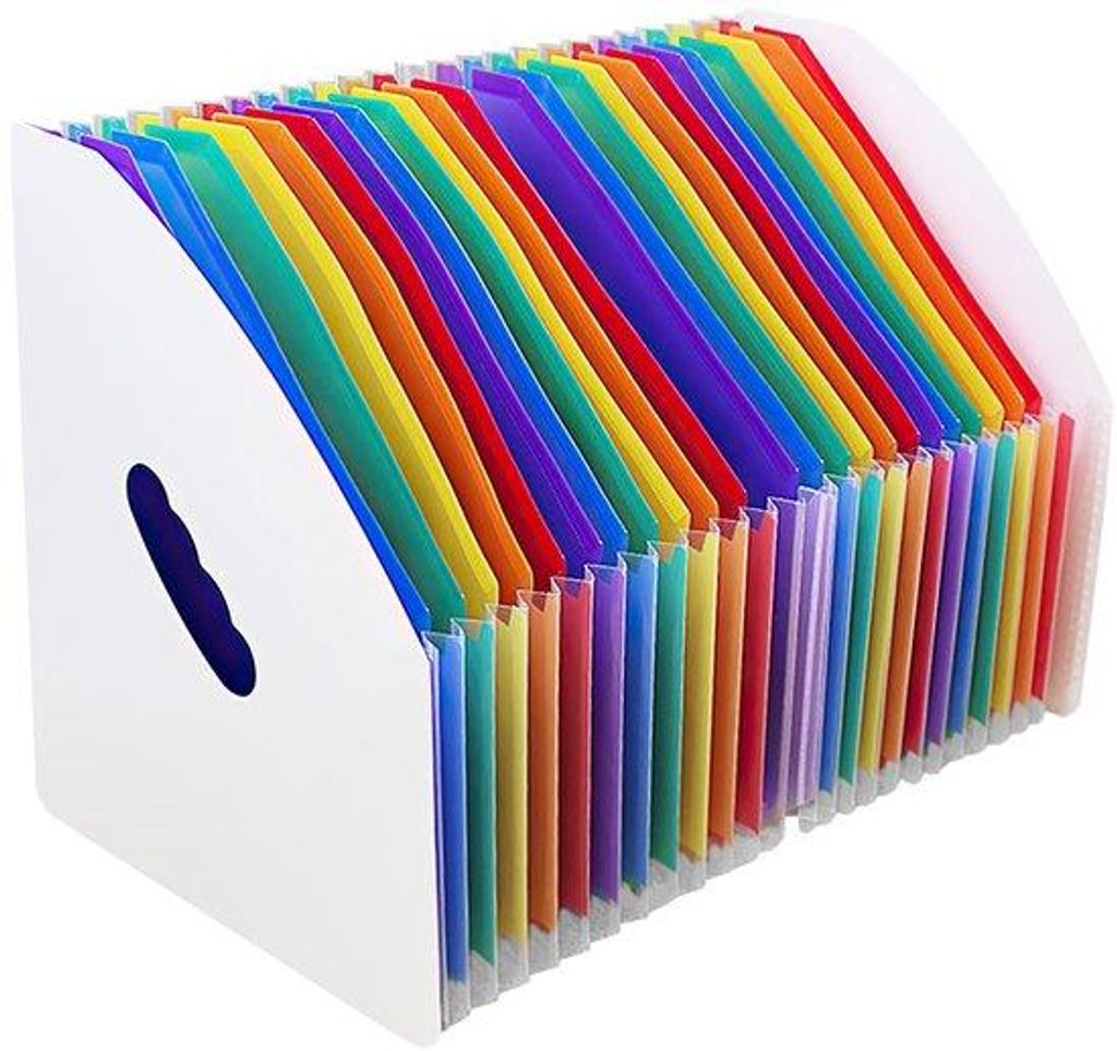 Portable Expansible Document Organizer, 24-Slots Map for A4 Office Use, Accordeon Filing Box, Portable Expansible Organizer for Office and School T...
