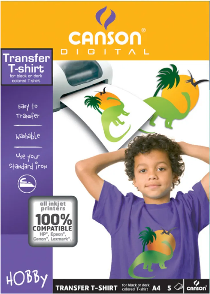 Papier Transfert T-shirt pour Créations sur Textile Foncé Canson A4