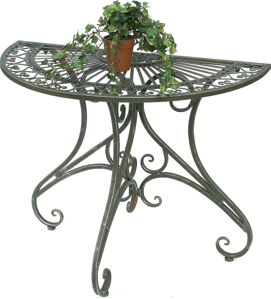 Table de jardin demi-ronde console de couloir gain de place 90 cm - 2