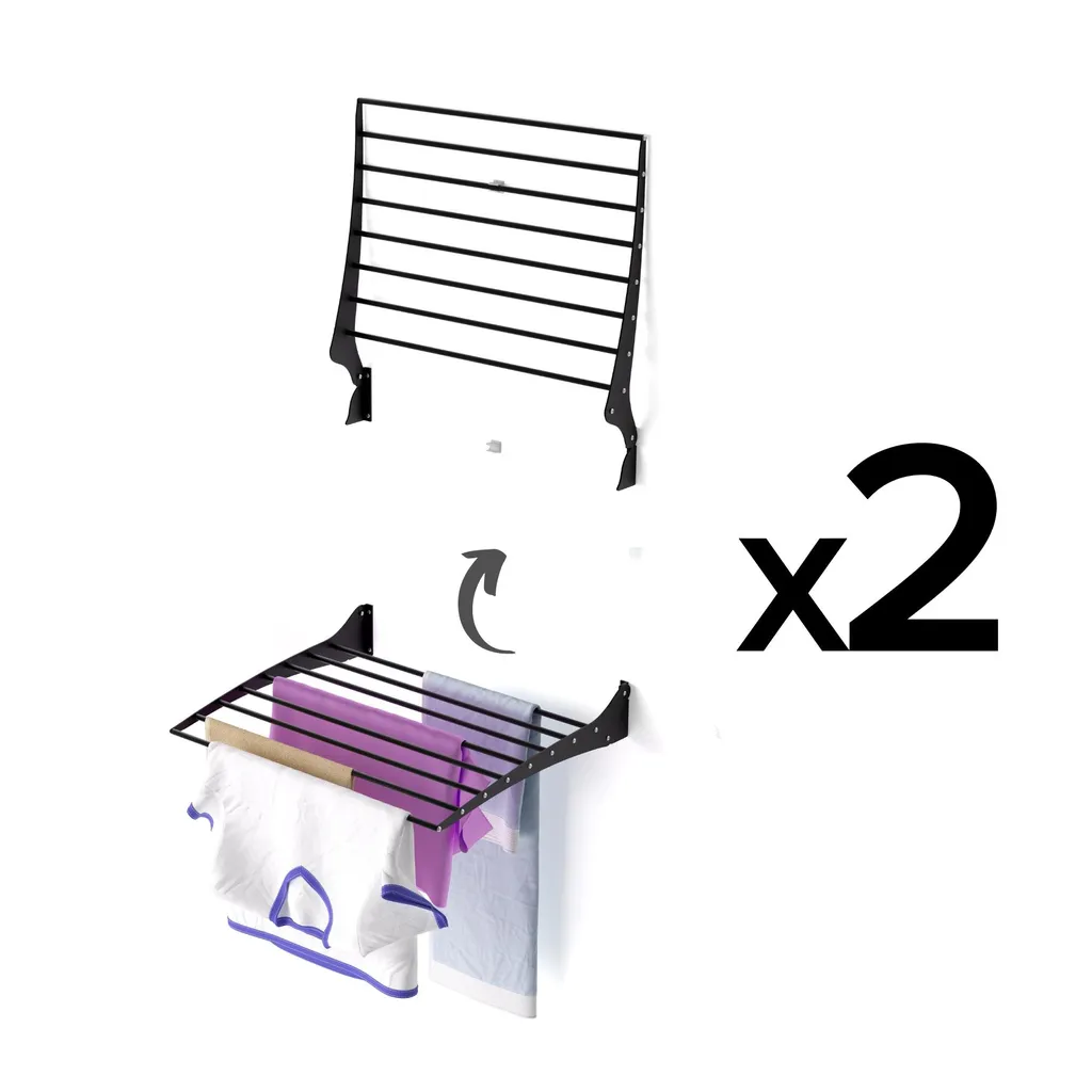 Foxydry Fold 60 Nero 2 Pezzi: Stendibiancheria a Scomparsa Design