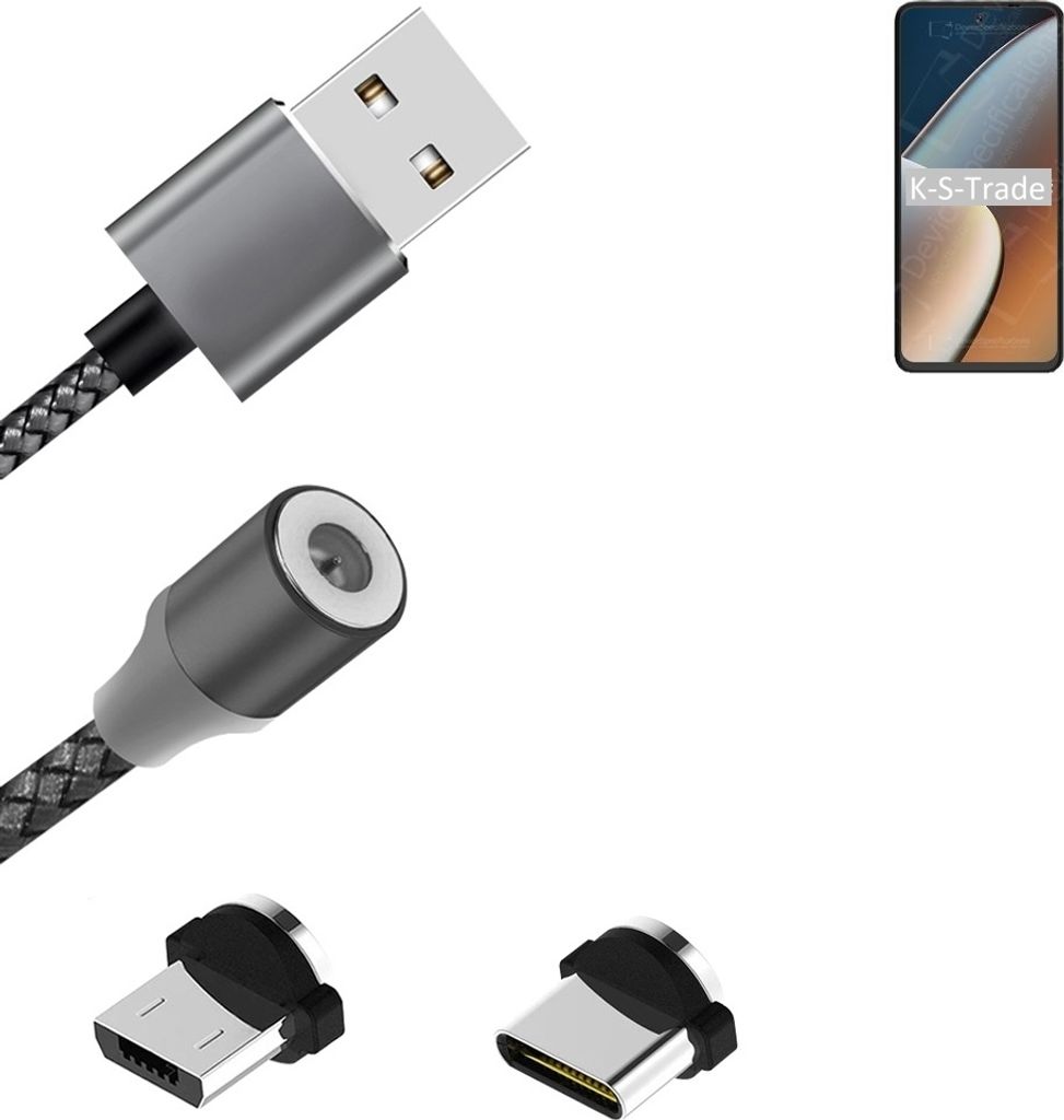 K-S-Trade Hochwertiges Magnet-Lade-kabel Sync-Kabel Daten-Kabel für HiSense Infinity H60 Zoom mit USB-Typ-C-Anschluss und Micro-USB-Anschluss 2A bis