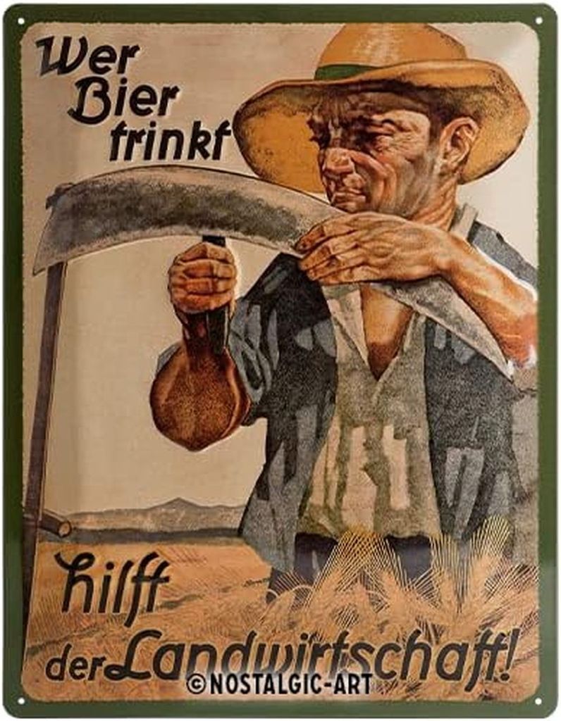 Nostalgic-Art Blechschild 30 x 40cm Wer Bier trinkt... hilft der Landwirtschaft