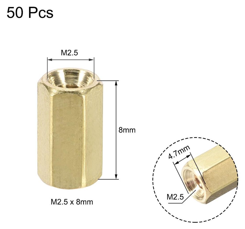 50Stk. M2,5x8mm Buchse Buchse Messing PCB Motherboard Abstandhalter St?nder