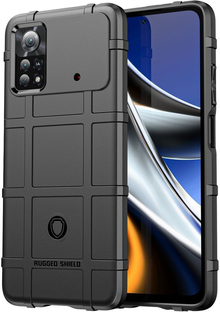 Mobigear Rugged Shield POCO X4 Pro 5G Hülle Flexibles TPU Backcover Stoßfest - Schwarz
