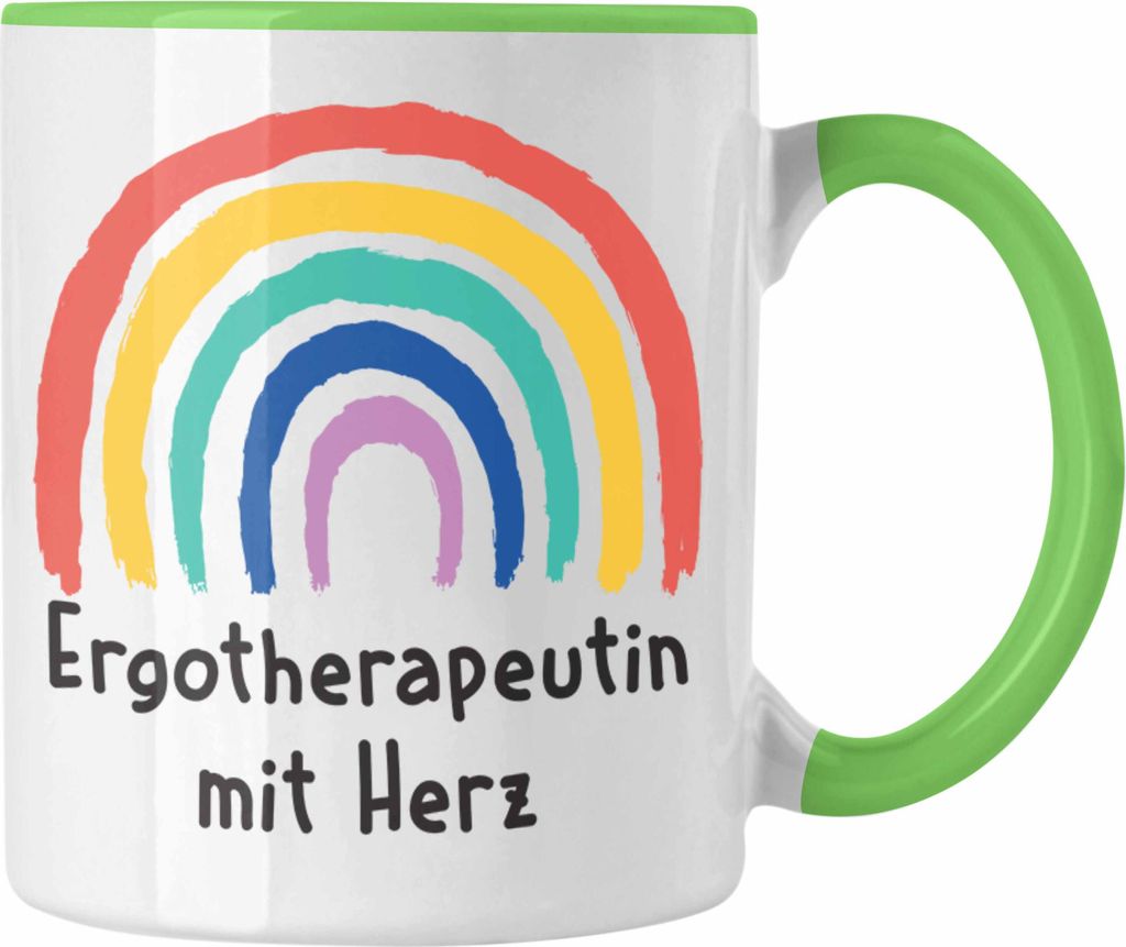 Trendation - Ergotherapeutin mit Herz Tasse Geschenk mit Spruch Kaffeetasse Zubehör Dankeschön (Grün)