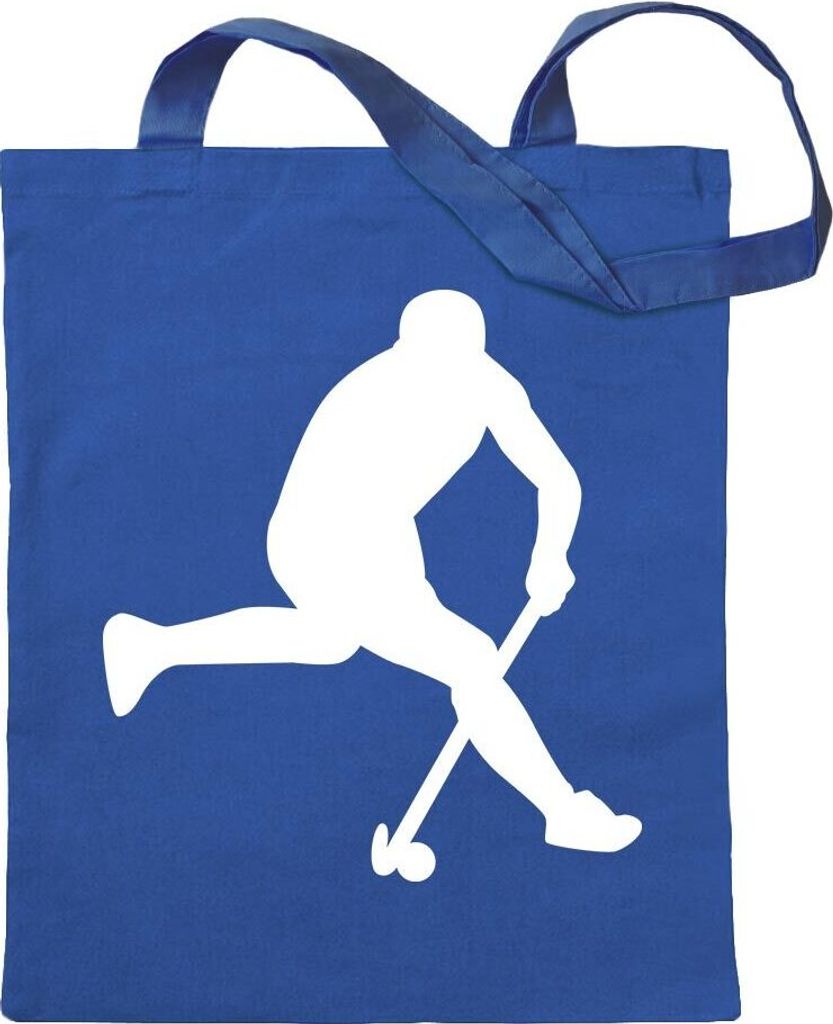 Kiwistar - Baumwolltasche - royalblau - Hockey Ball Sportler Figur - Tragetasche Stoffbeutel Umhängetasche Langer Henkel