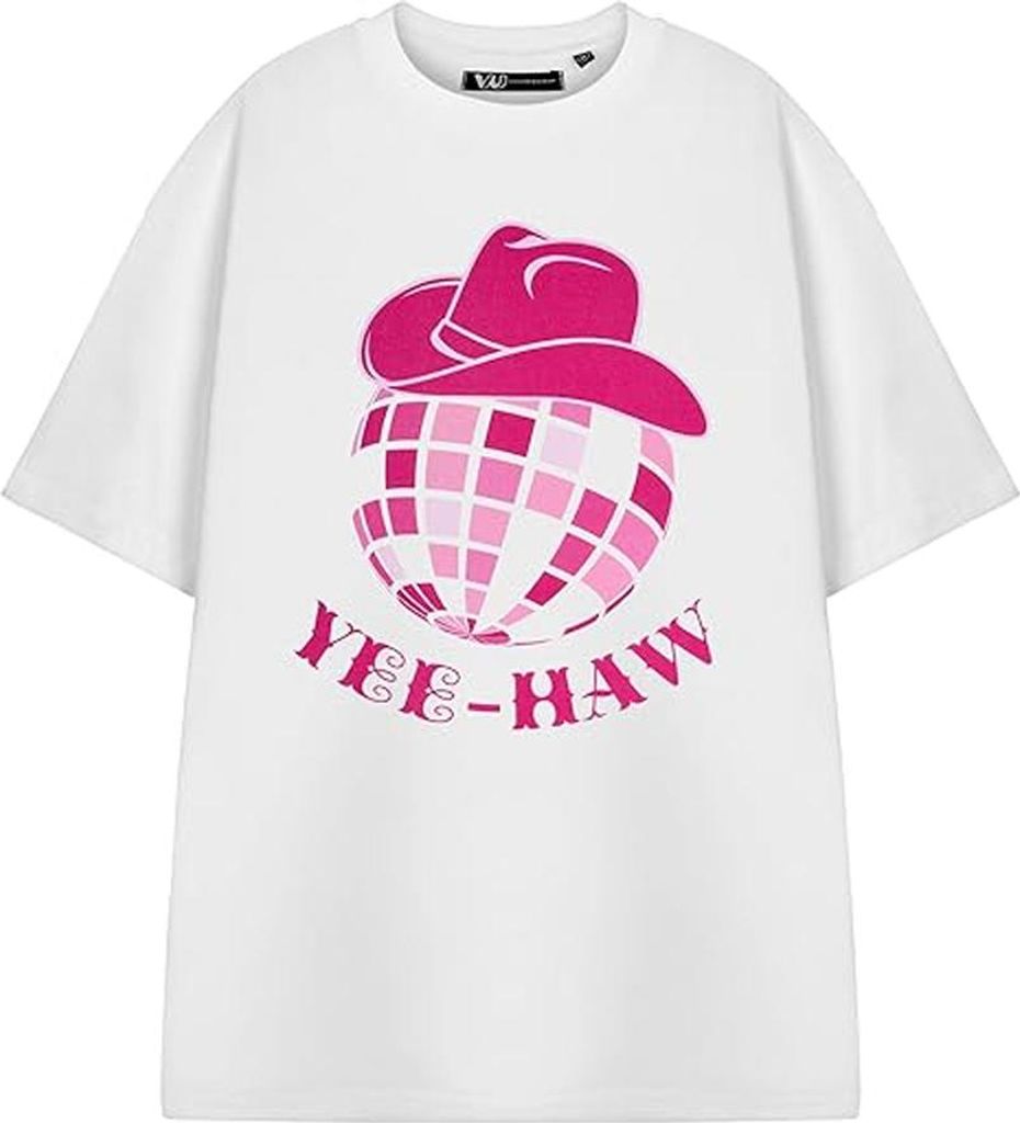 Show Me The Merch - "Yee-Haw" T-Shirt für Damen, kurzärmlig NS9058 (XL) (Weiß)